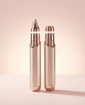Elviria Beauty 2-i-1 trimmer i champagne gold med roséguldsdetaljer, bägge huvuden